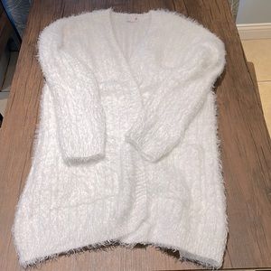 Fuzzy, Comfy White Cardigan